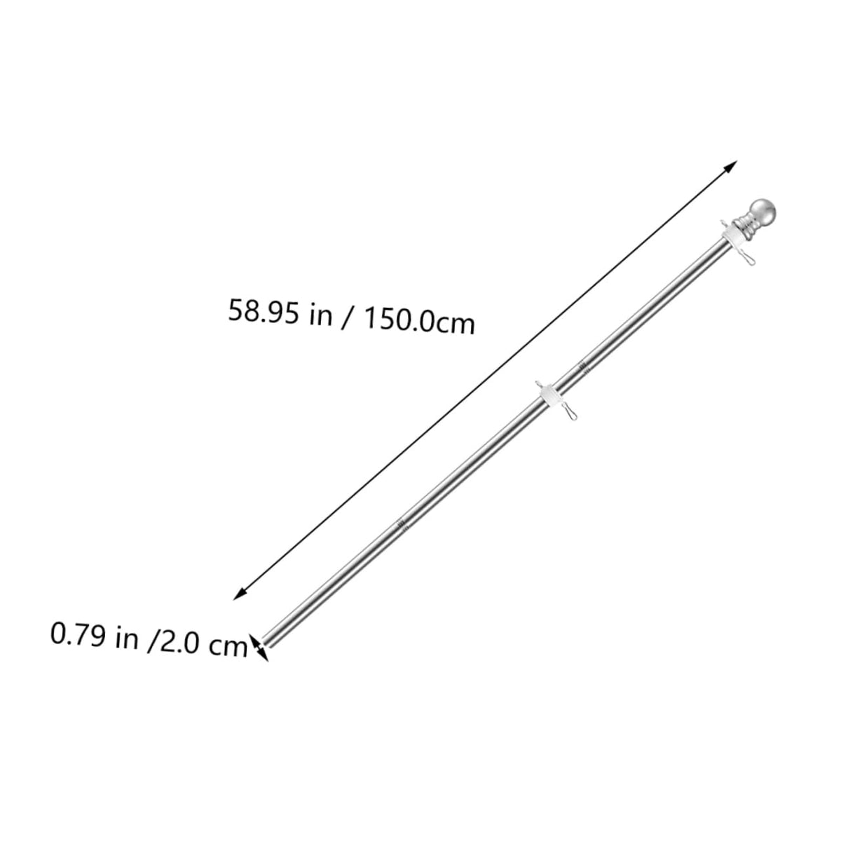 2 Pieces 1.5m Stainless Steel Flagpole D85060
