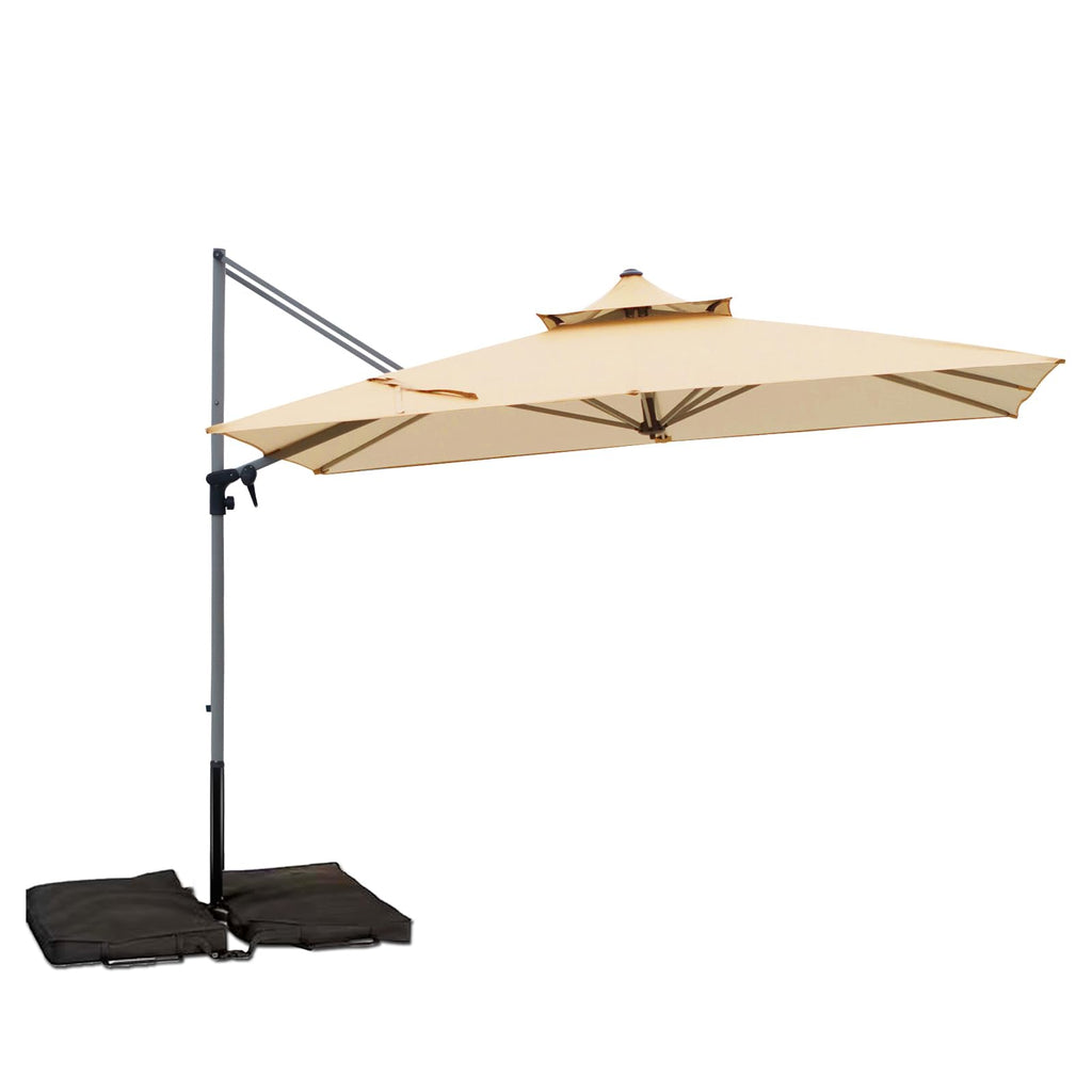 Rectangle Aluminum Offset Patio Umbrella, Beige D129048