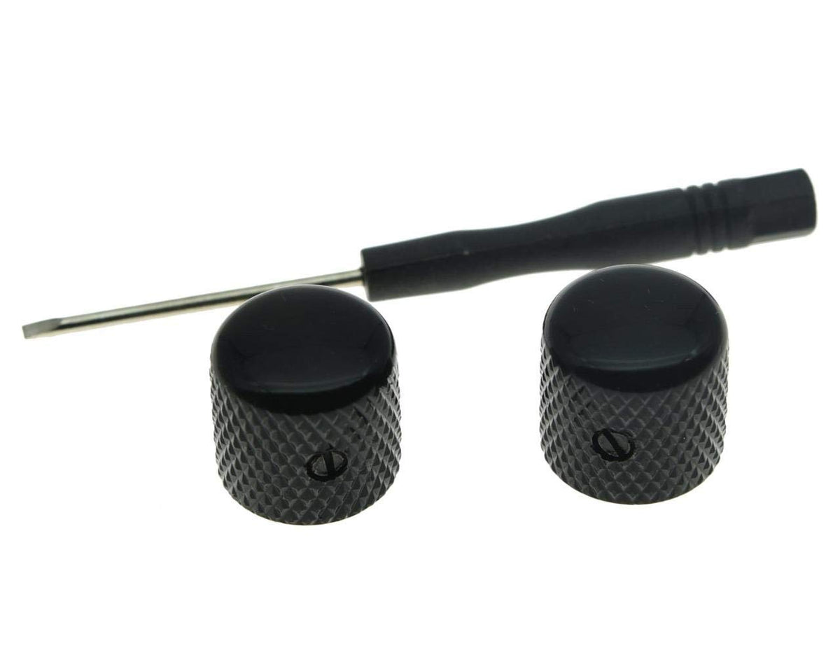 Set of 2 Black Metal Guitar Dome Knobs I8564
