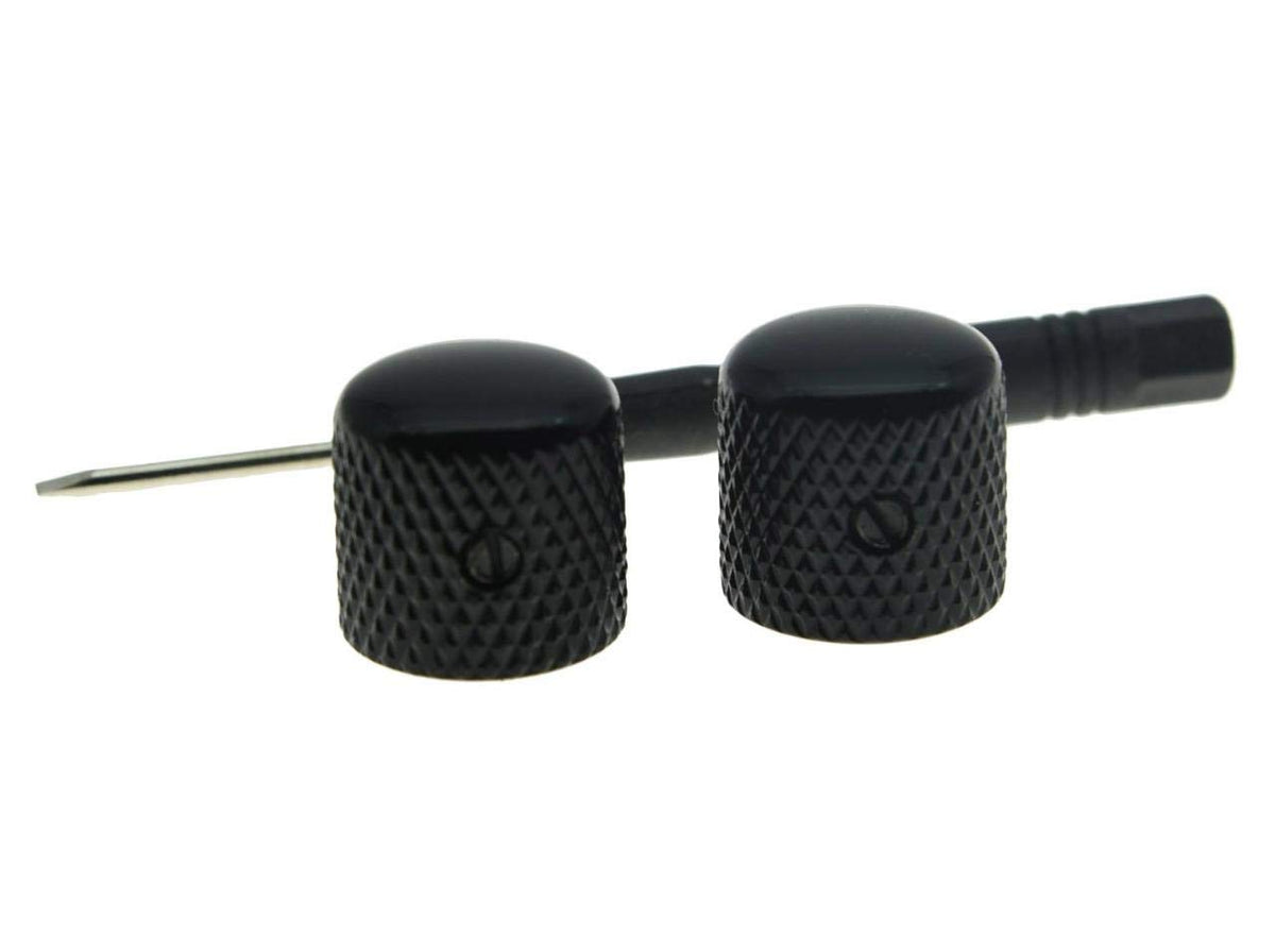 Set of 2 Black Metal Guitar Dome Knobs I8564