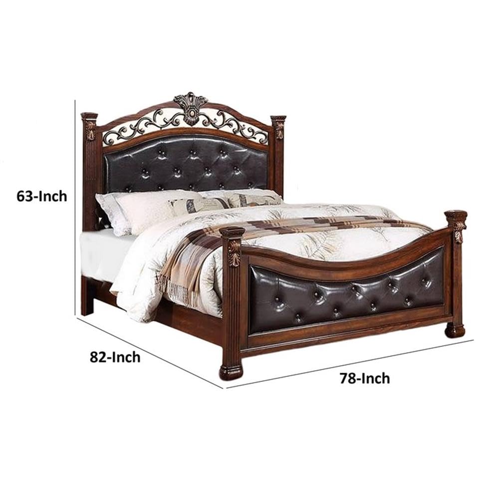 King Bed Tufted Faux Leather Headboard and Footboard G67435