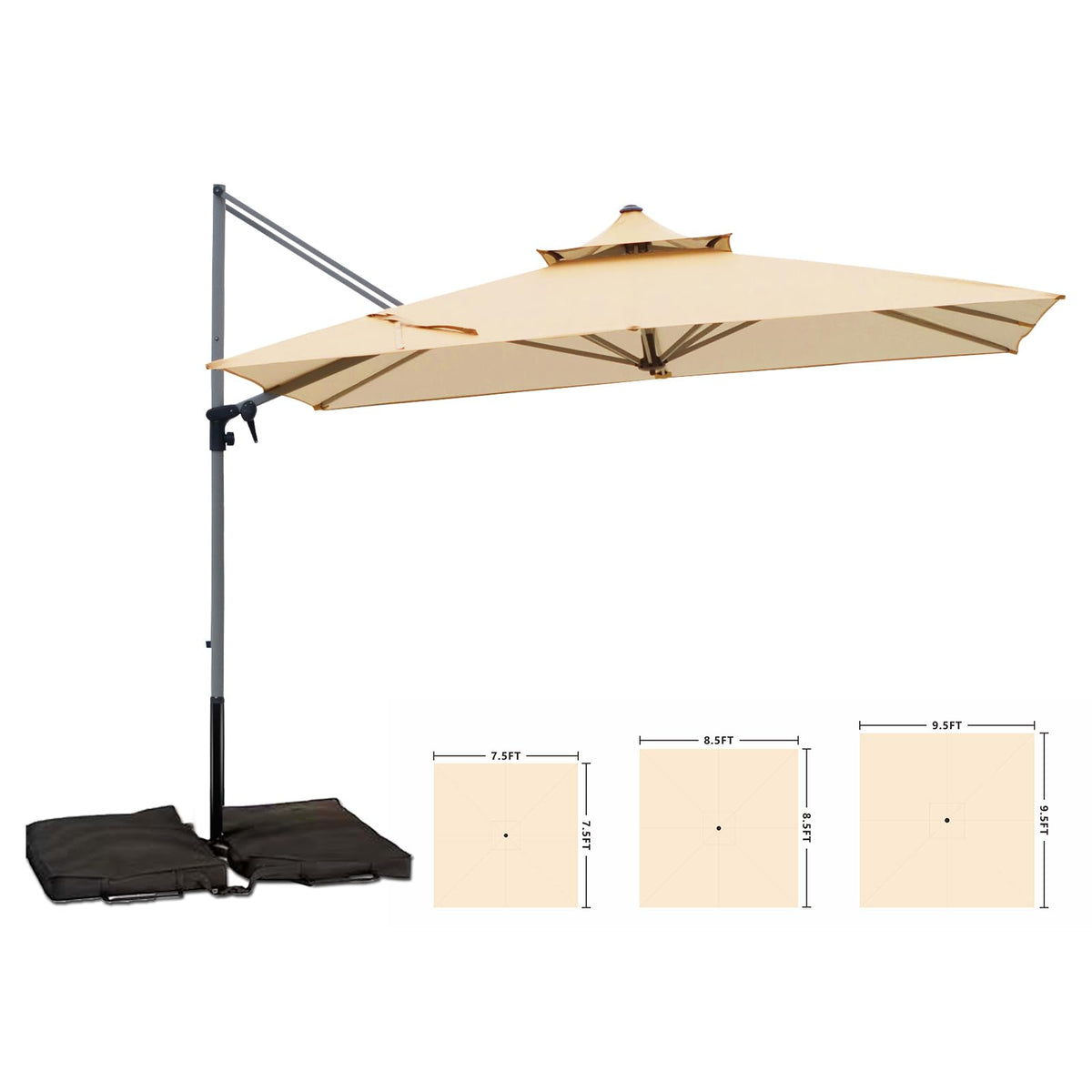 Rectangle Aluminum Offset Patio Umbrella, Beige D129048