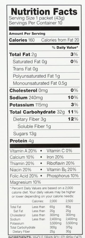 Instant Irish Oatmeal Maple Brown Sugar 10 ct 3 pk V17994