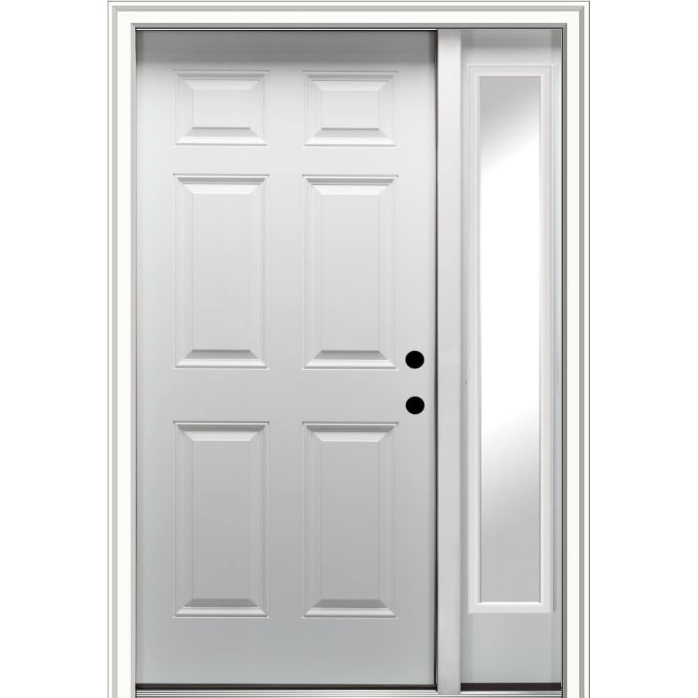 Steel Primed Left Hand In-Swing 6-Panel 36"x80" Exterior Prehung Door with 14" Sidelite G84304