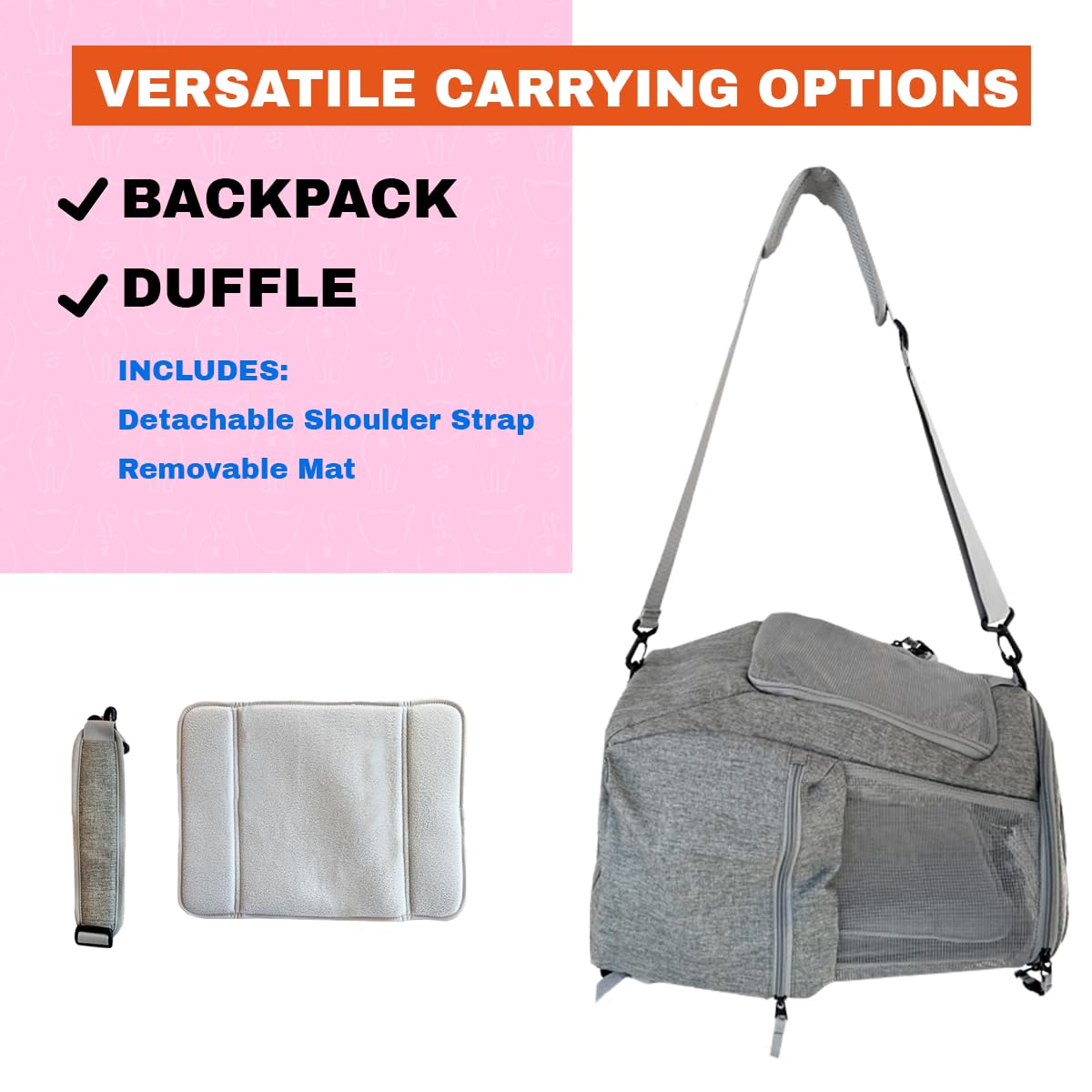 Grey Mesh Cat Carrier Bag with Side Pockets D591249