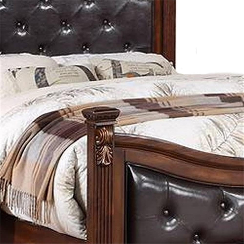King Bed Tufted Faux Leather Headboard and Footboard G67435