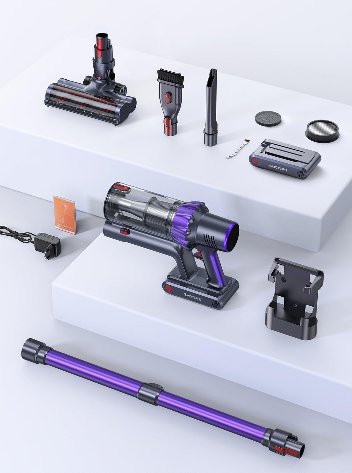 Cordless Stick Vacuum with 2 Batteries 45KPA 550W D970