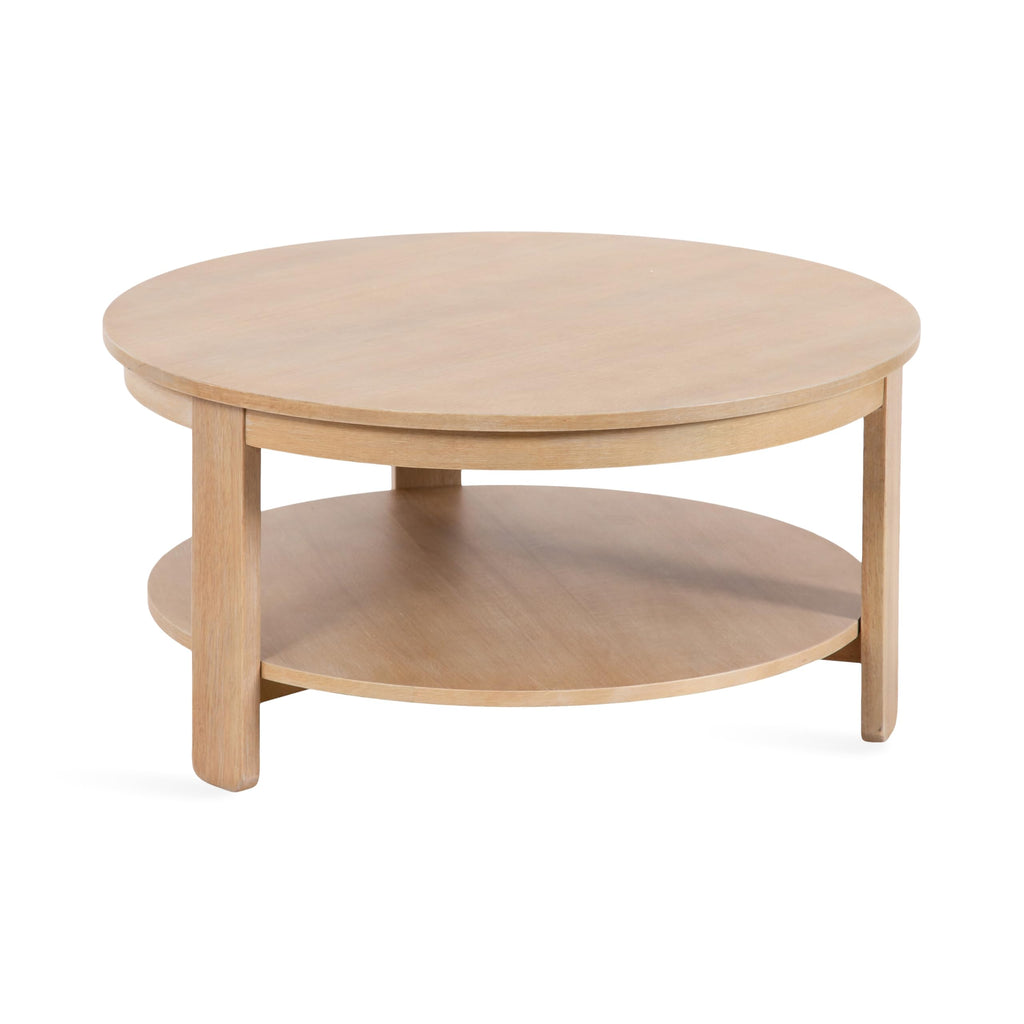 Round Two-Tier Wood Coffee Table with Storage D54510