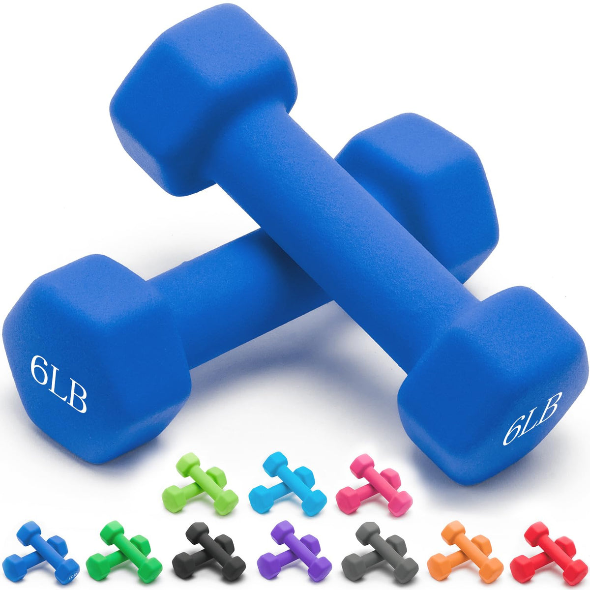 Neoprene Dumbbells Set, 1-15 LB, Hex Shape E9385