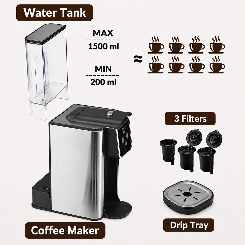 3 in 1 Single Serve Coffee Maker with 50 Oz Water Reservoir O20881