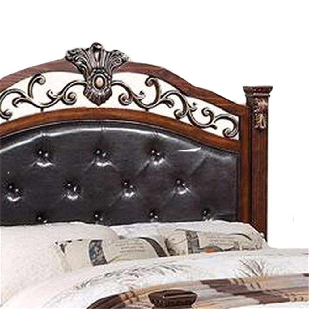 King Bed Tufted Faux Leather Headboard and Footboard G67435