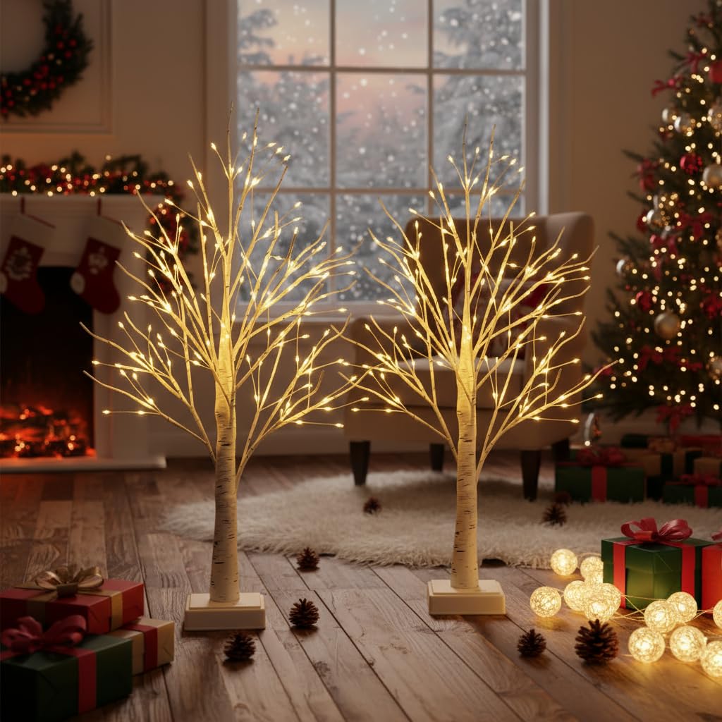 24" 2FT White Birch Tree with 144 LED Lights Z4162