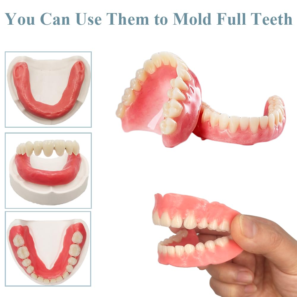 DIY Denture Complete Kit with Impression Material, Gum Material, Components for Top and Bottom Full or Partial Dentures Z531563