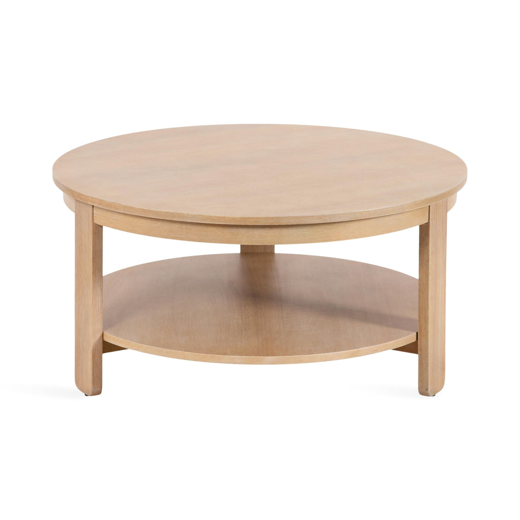 Round Two-Tier Wood Coffee Table with Storage D54510