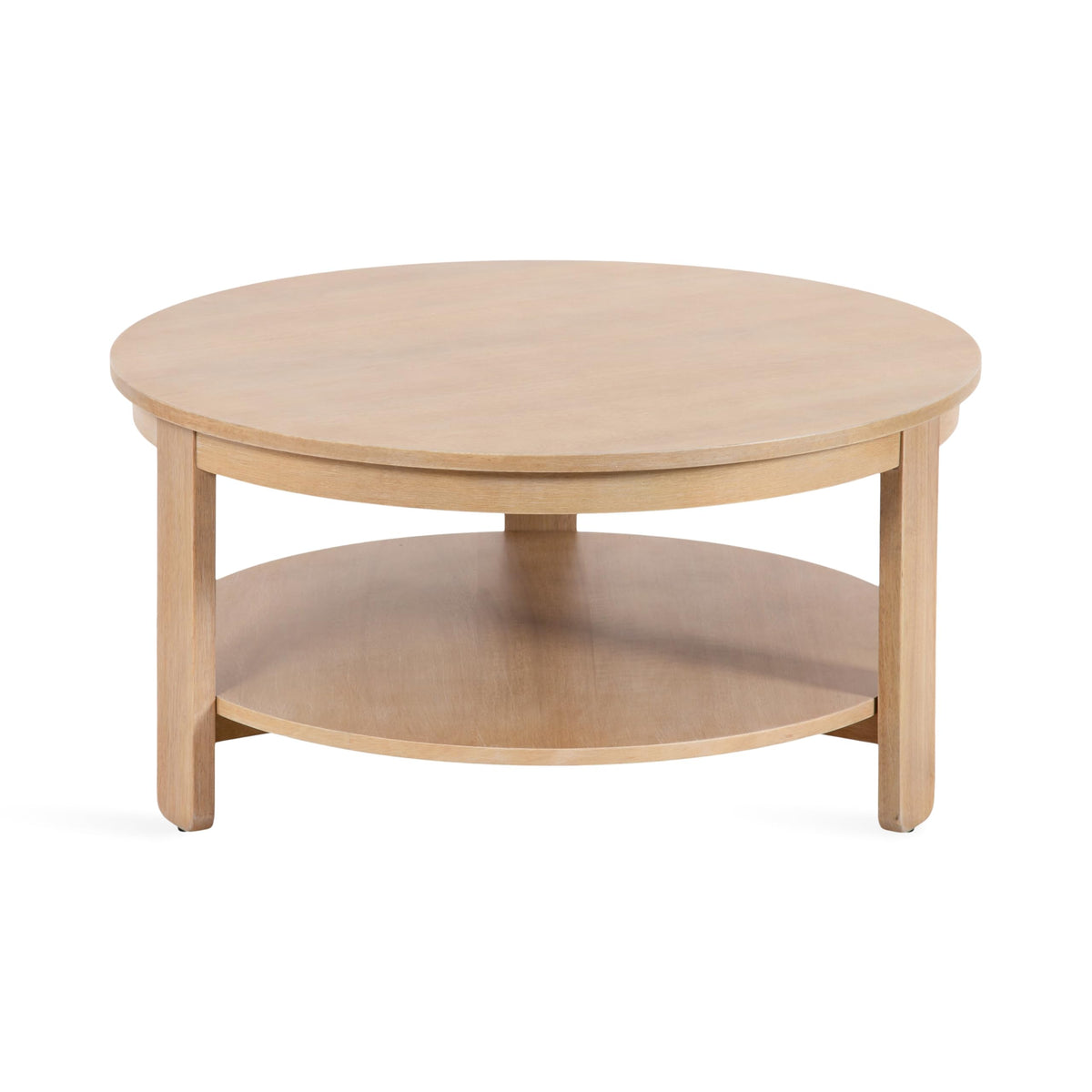 Round Two-Tier Wood Coffee Table with Storage D54510