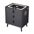Gray 3 Drawer Solid Wood Nightstand with Speaker and USB Port U86951