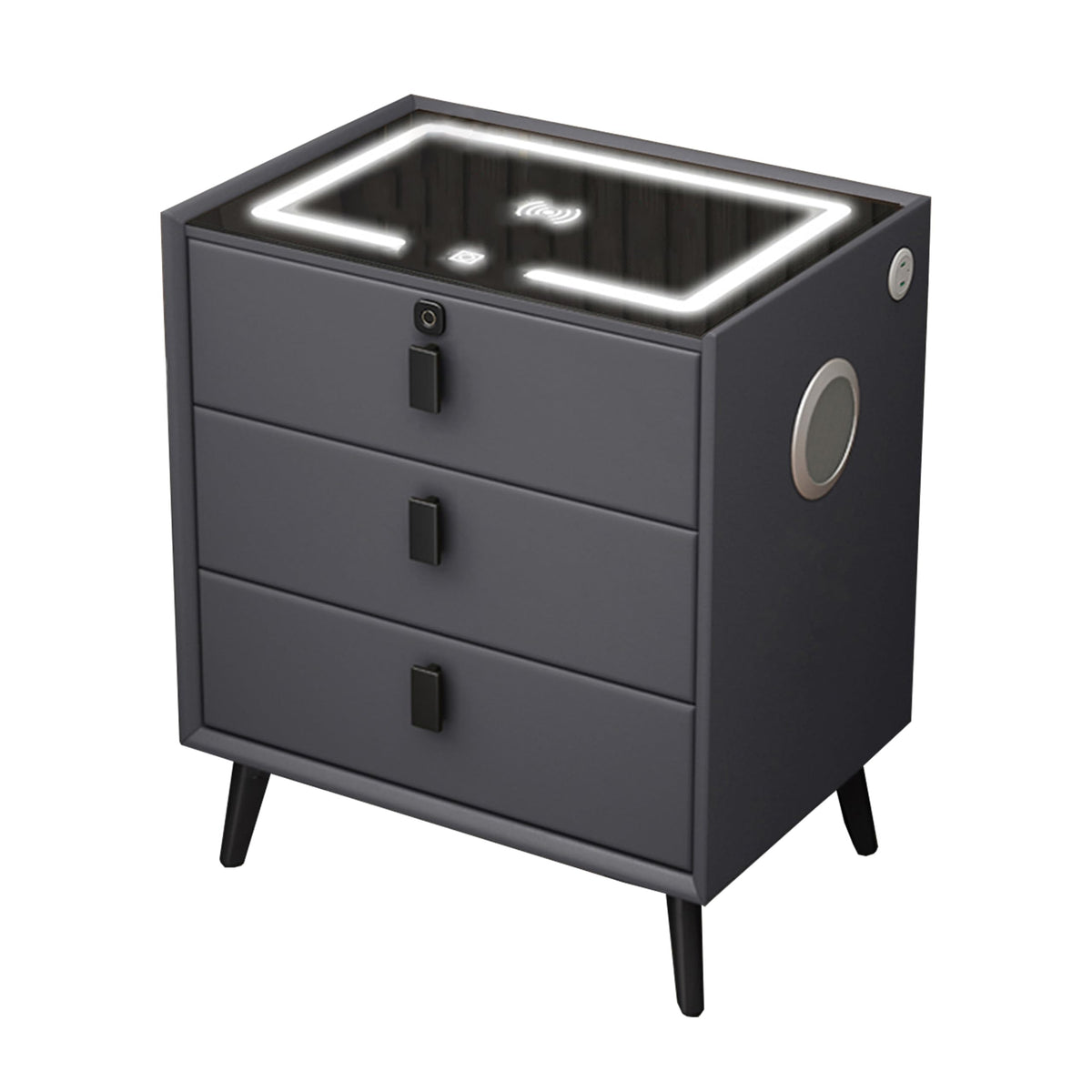 Gray 3 Drawer Solid Wood Nightstand with Speaker and USB Port U86951