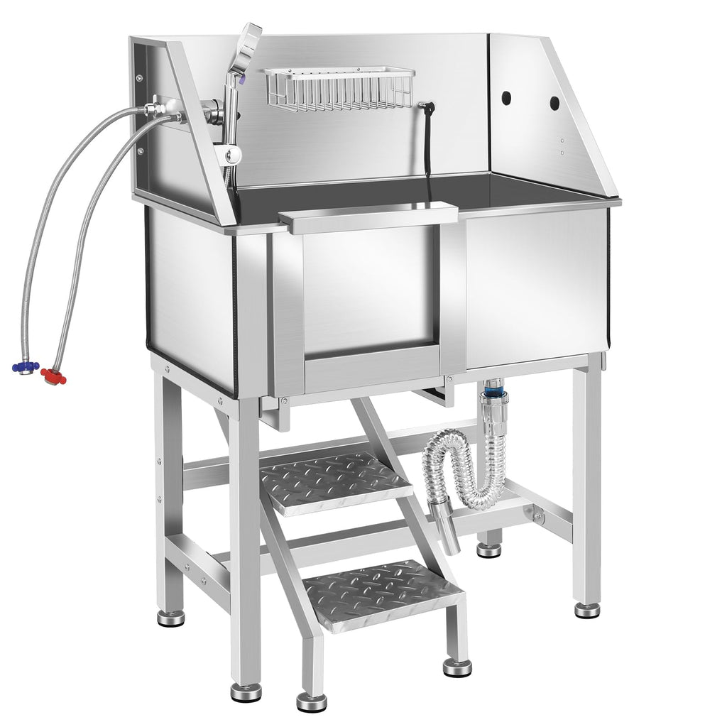 Stainless Steel Dog Grooming Tub with Stairs L1233