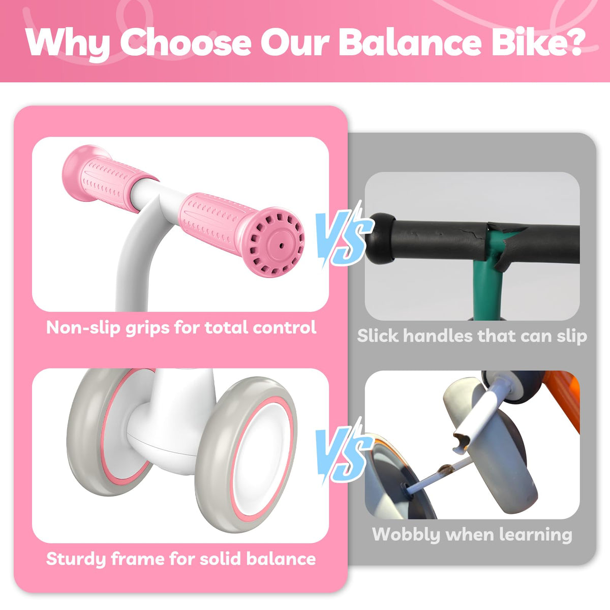 Pink Adjustable Baby Balance Bike S7819