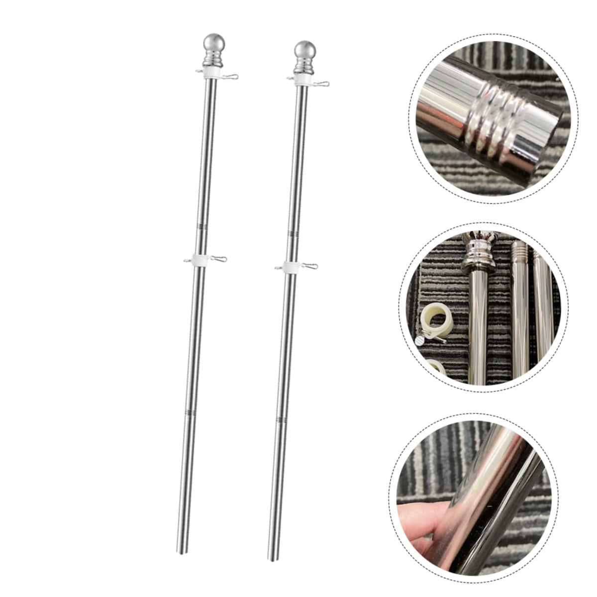 2 Pieces 1.5m Stainless Steel Flagpole D85060