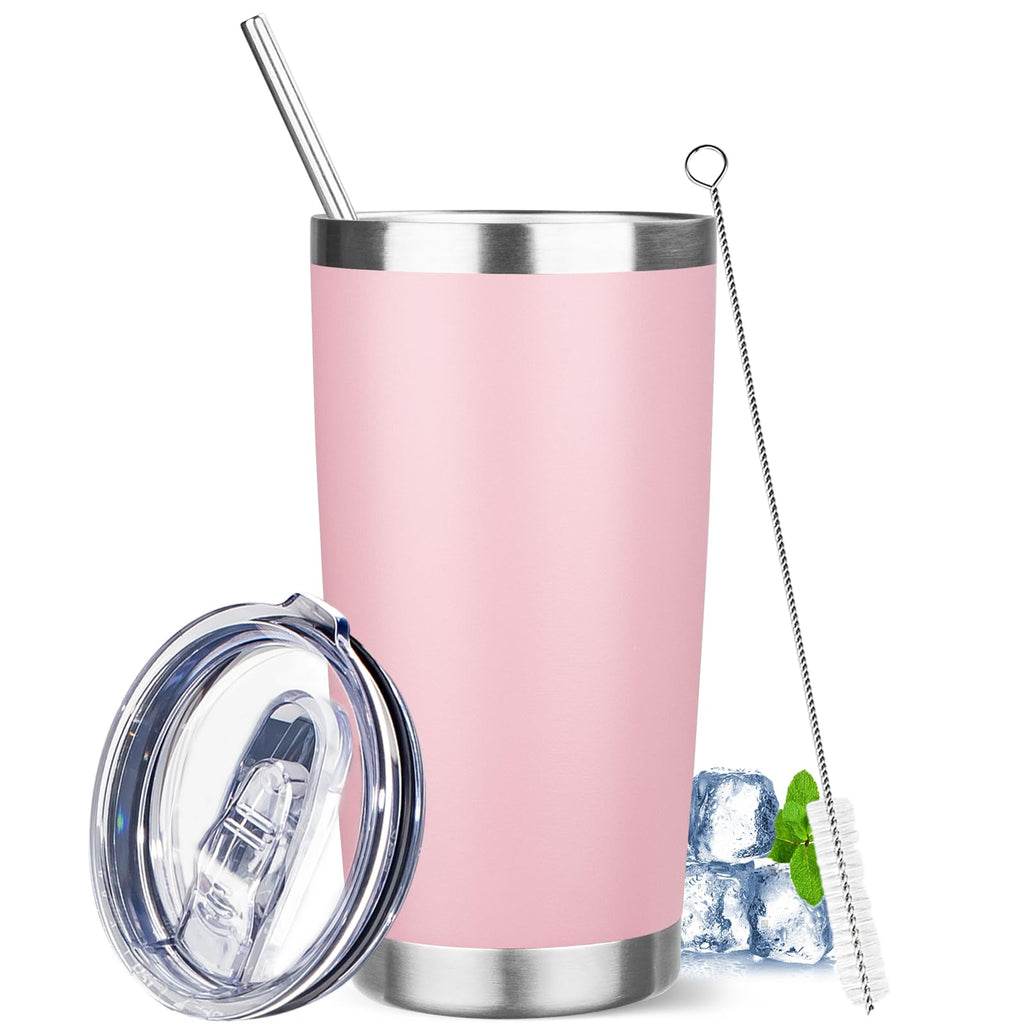 20 oz Stainless Steel Insulated Tumbler with Lids and Straws O41805