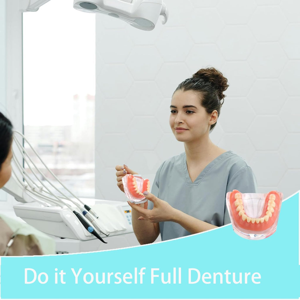 DIY Denture Complete Kit with Impression Material, Gum Material, Components for Top and Bottom Full or Partial Dentures Z531563