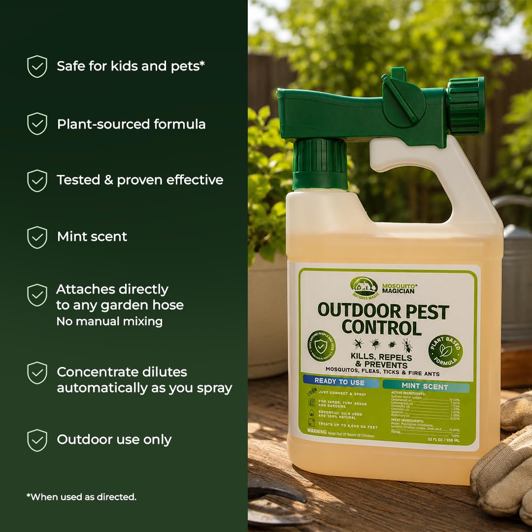 Outdoor Pest Spray with Hose End Sprayer 32 OZ Mint J615690