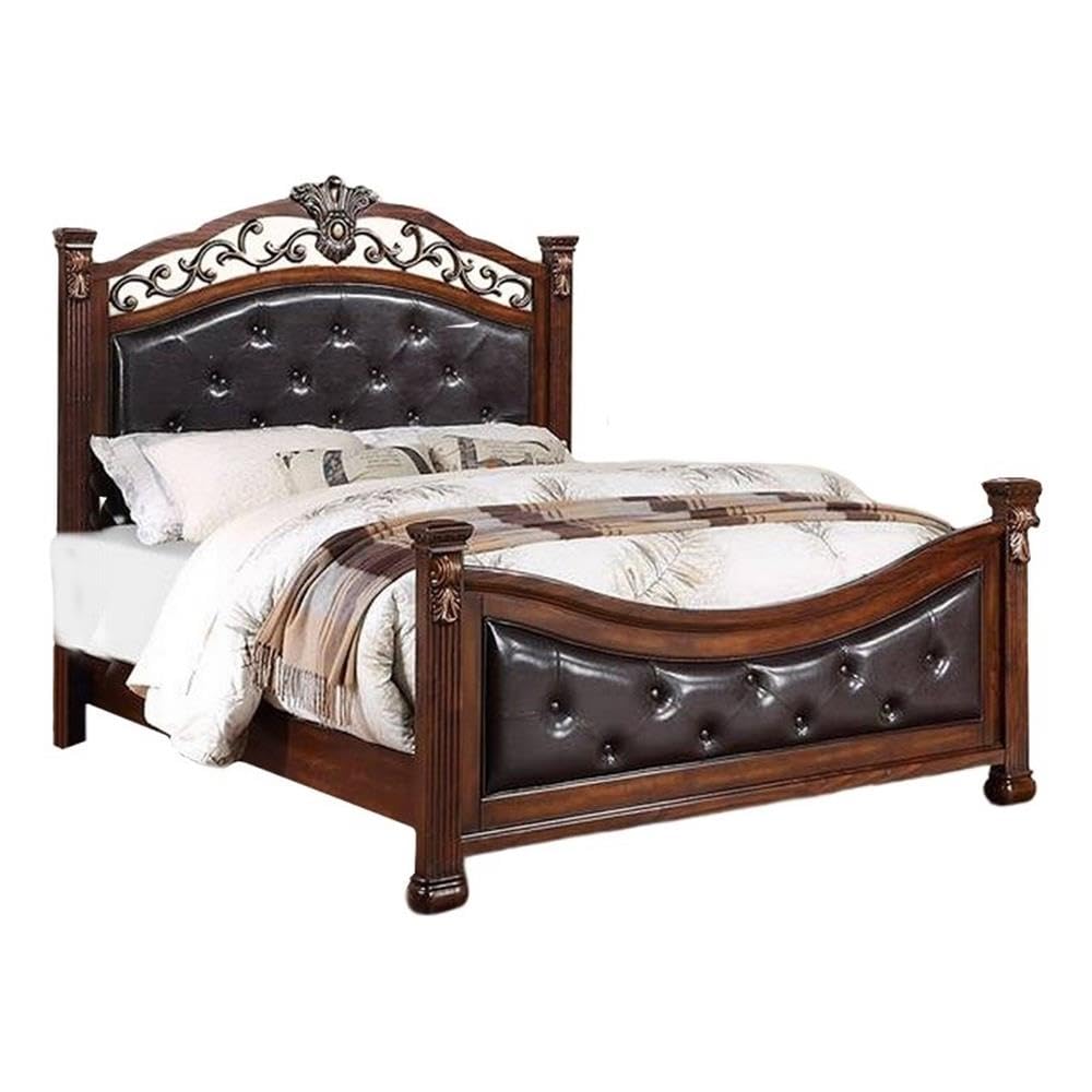 King Bed Tufted Faux Leather Headboard and Footboard G67435