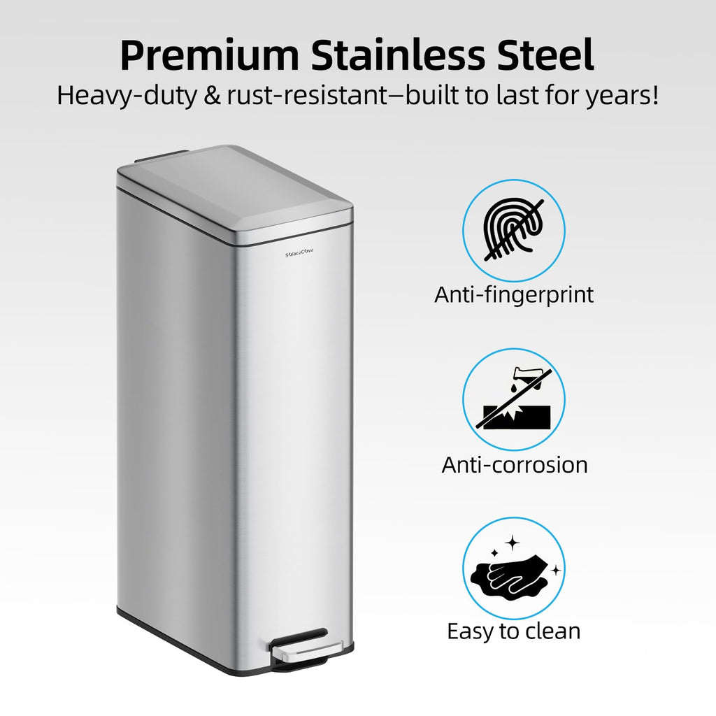 8 Gallon Stainless Steel Trash Can with Soft Close Lid R29202
