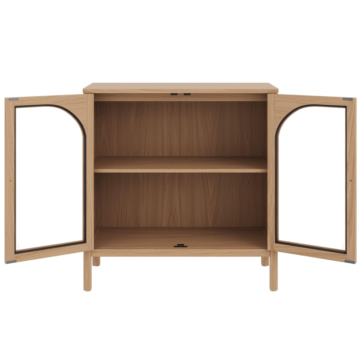 Modern Farmhouse Storage Cabinet with Glass Doors and Adjustable Shelf K849