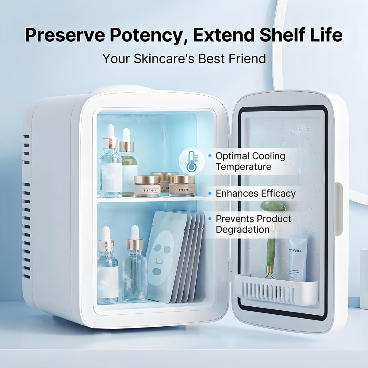 4L Mini Skincare Refrigerator with Dimmable LED Mirror L488133