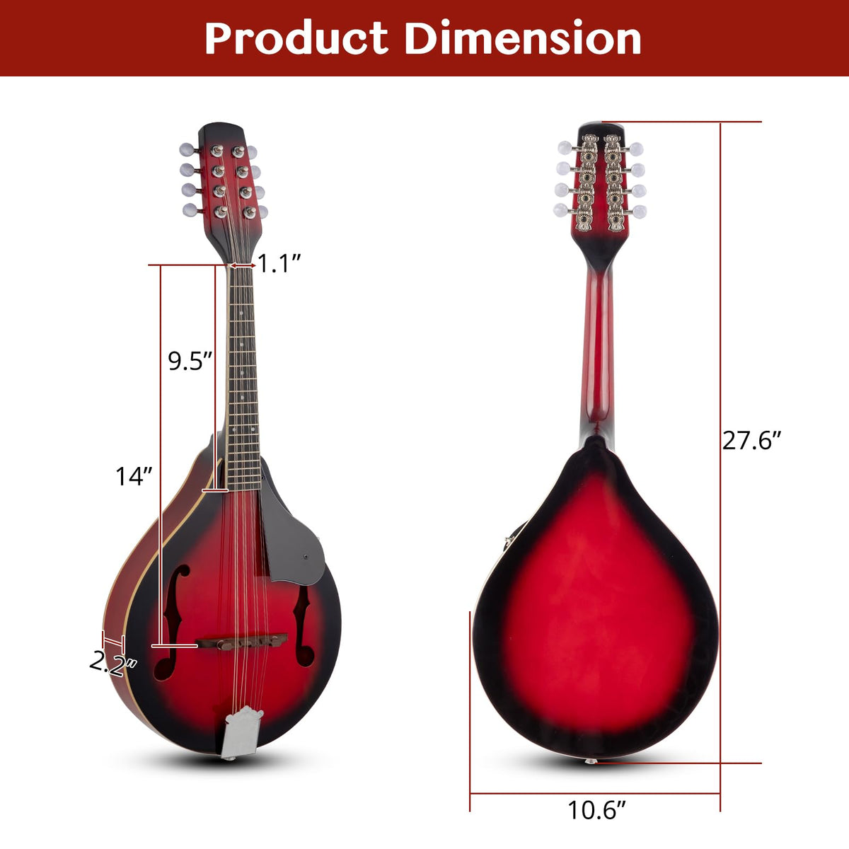 8 Strings Acoustic Mahogany Wood Mandolin D487583