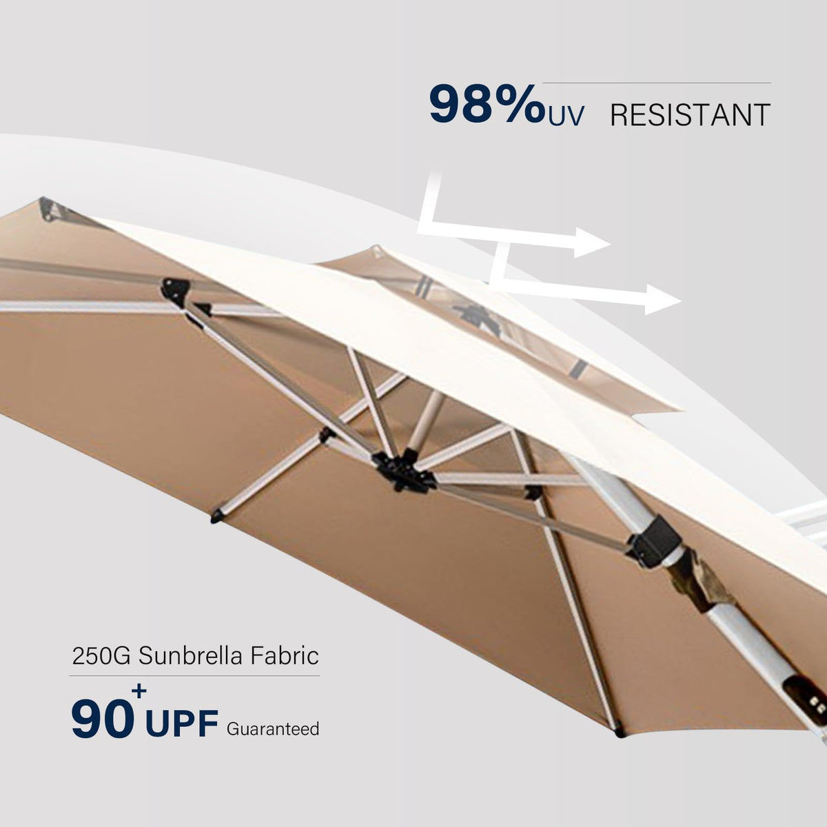 Rectangle Aluminum Offset Patio Umbrella, Beige D129048
