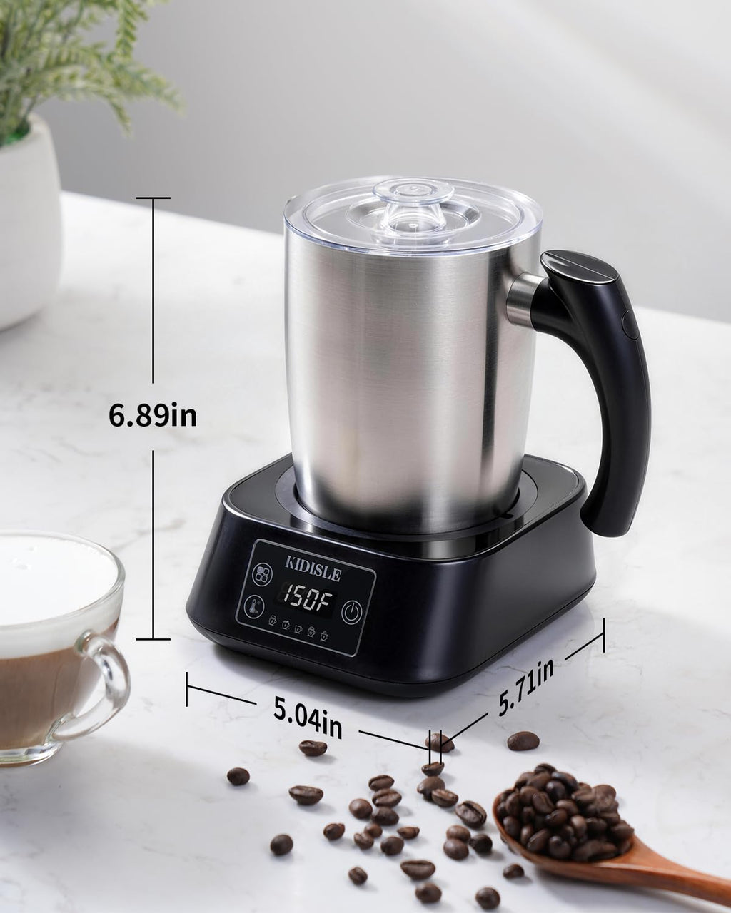 5-in-1 Milk Frother and Steamer 17oz Stainless Steel I37230