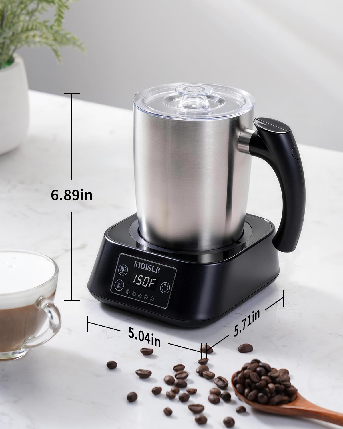 5-in-1 Milk Frother and Steamer 17oz Stainless Steel I37230
