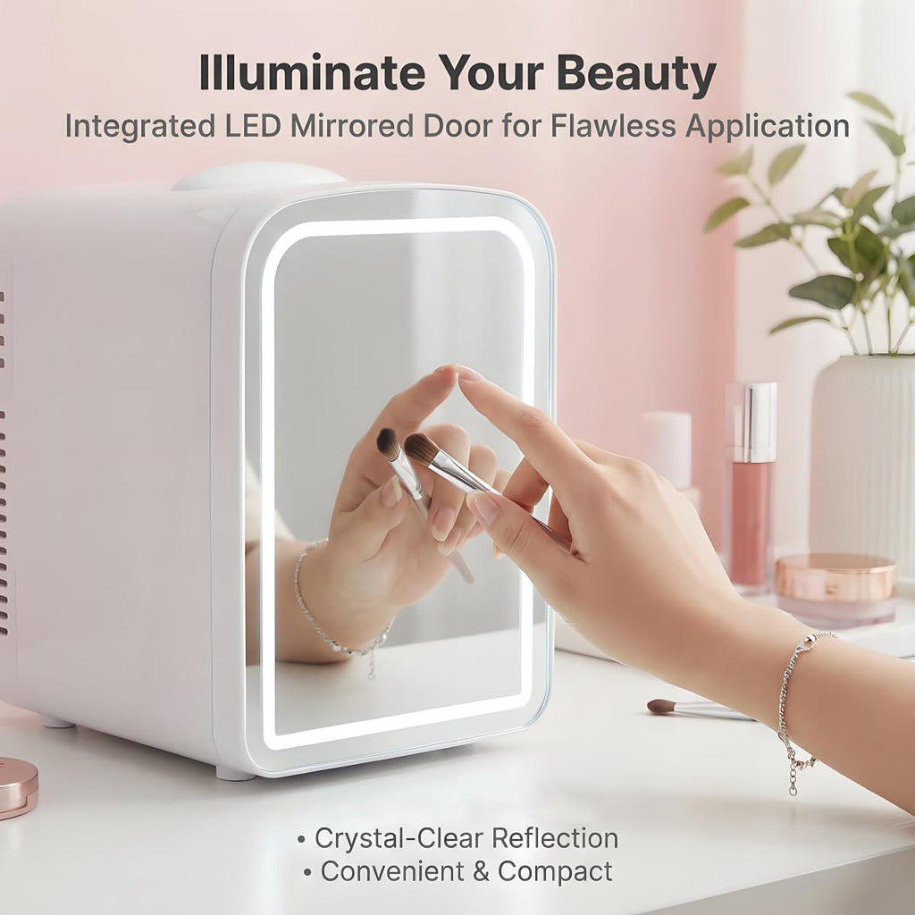4L Mini Skincare Refrigerator with Dimmable LED Mirror L488133