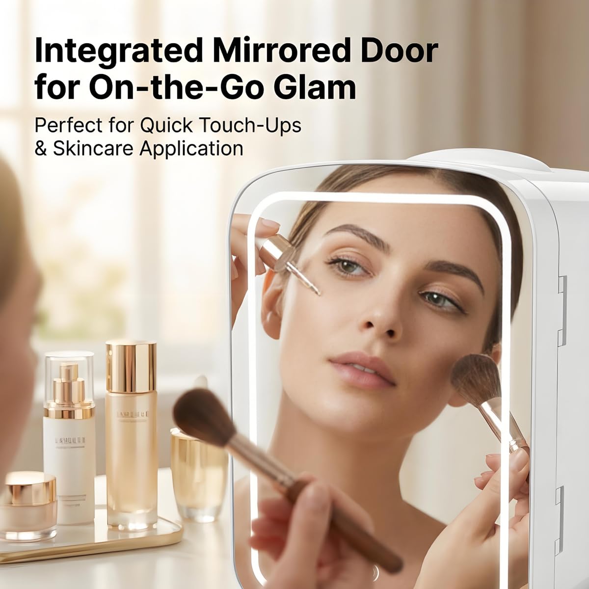 4L Mini Skincare Refrigerator with Dimmable LED Mirror L488133
