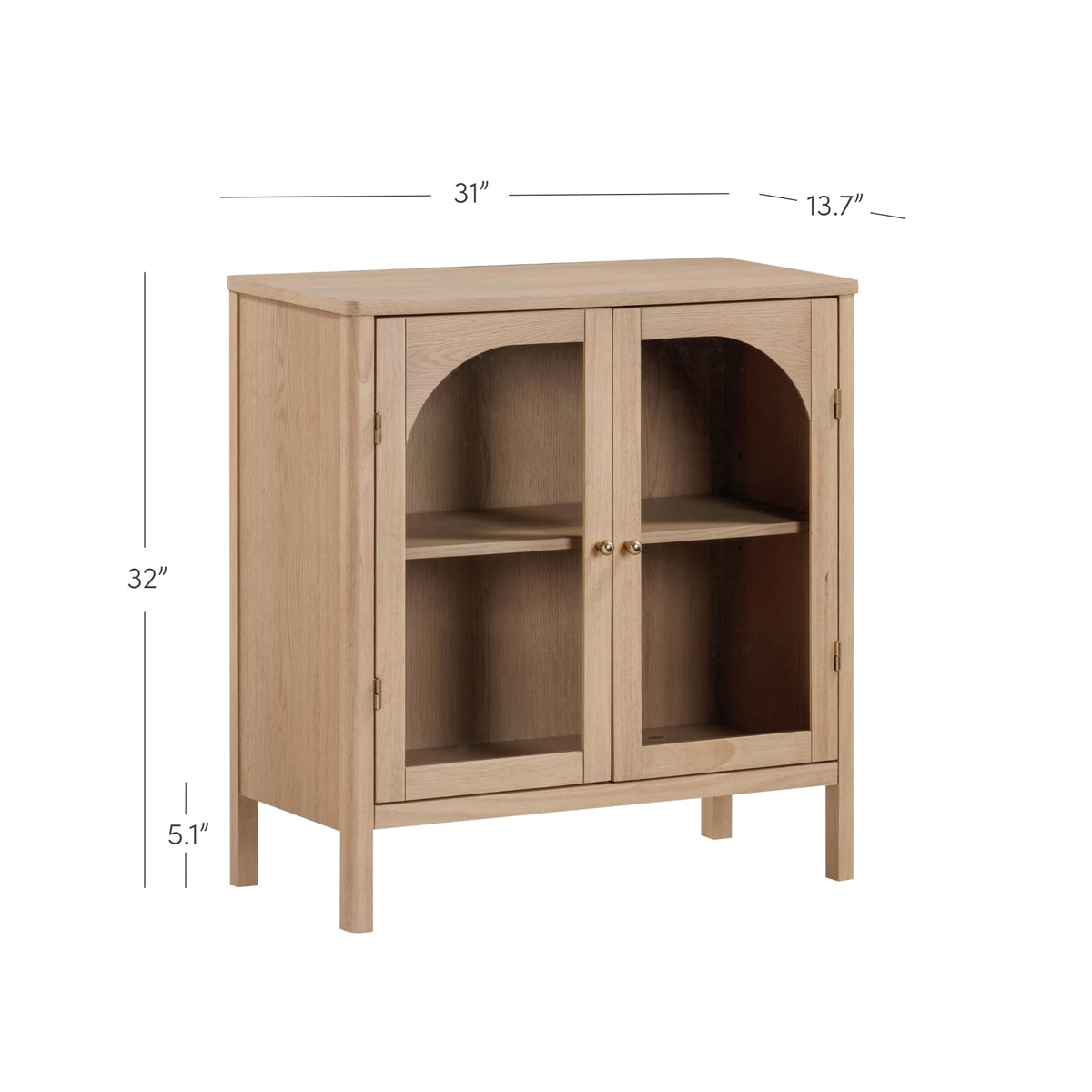 Modern Farmhouse Storage Cabinet with Glass Doors and Adjustable Shelf K849