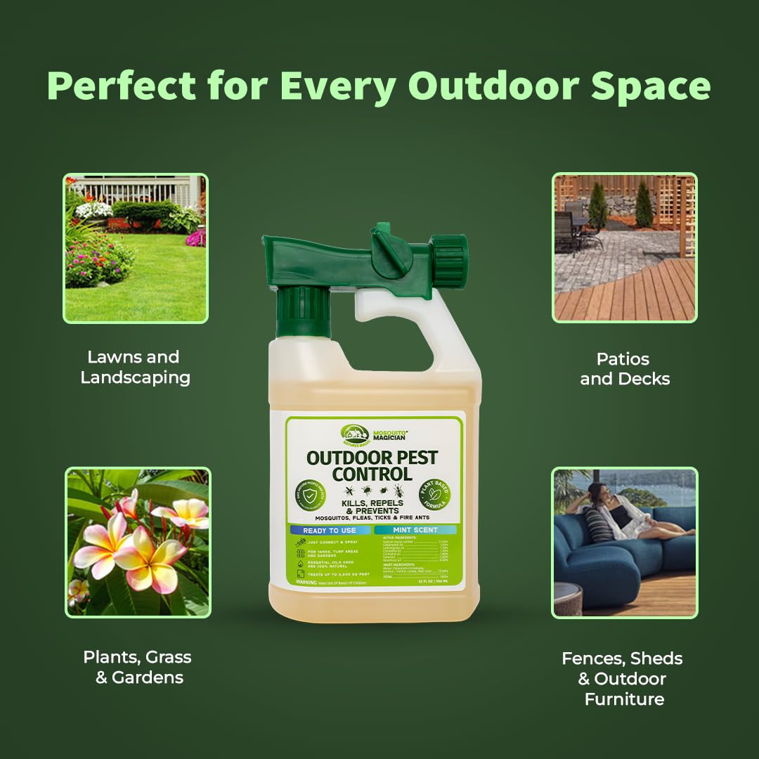Outdoor Pest Spray with Hose End Sprayer 32 OZ Mint J615690