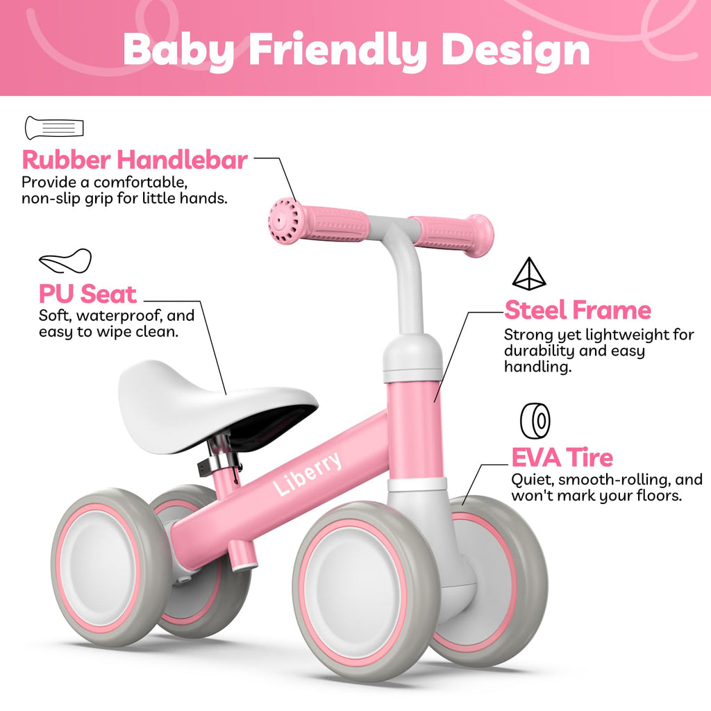 Pink Adjustable Baby Balance Bike S7819