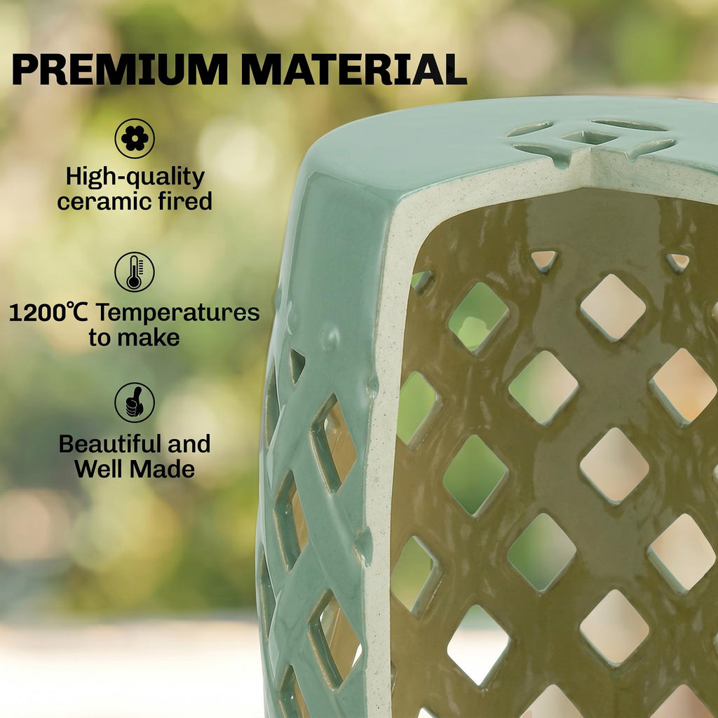 Ceramic Garden Stool Outdoor Stool Green J3828