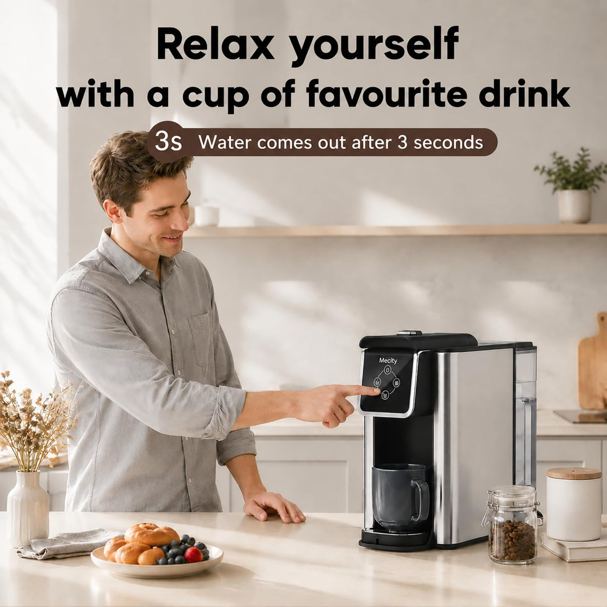 3 in 1 Single Serve Coffee Maker with 50 Oz Water Reservoir O20881