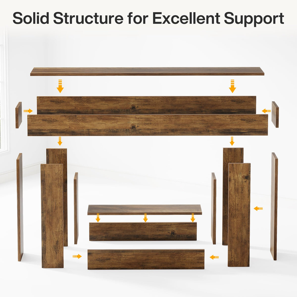 63" Farmhouse 2-Tier Console Table with U-Shaped Base T878