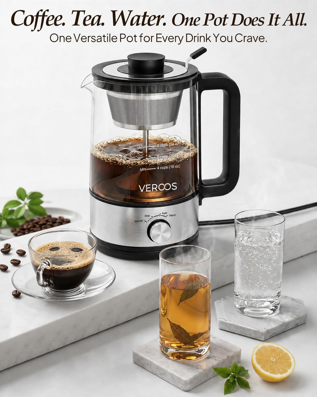 Electric 6-Cup Glass Percolator Coffee Pot G449137