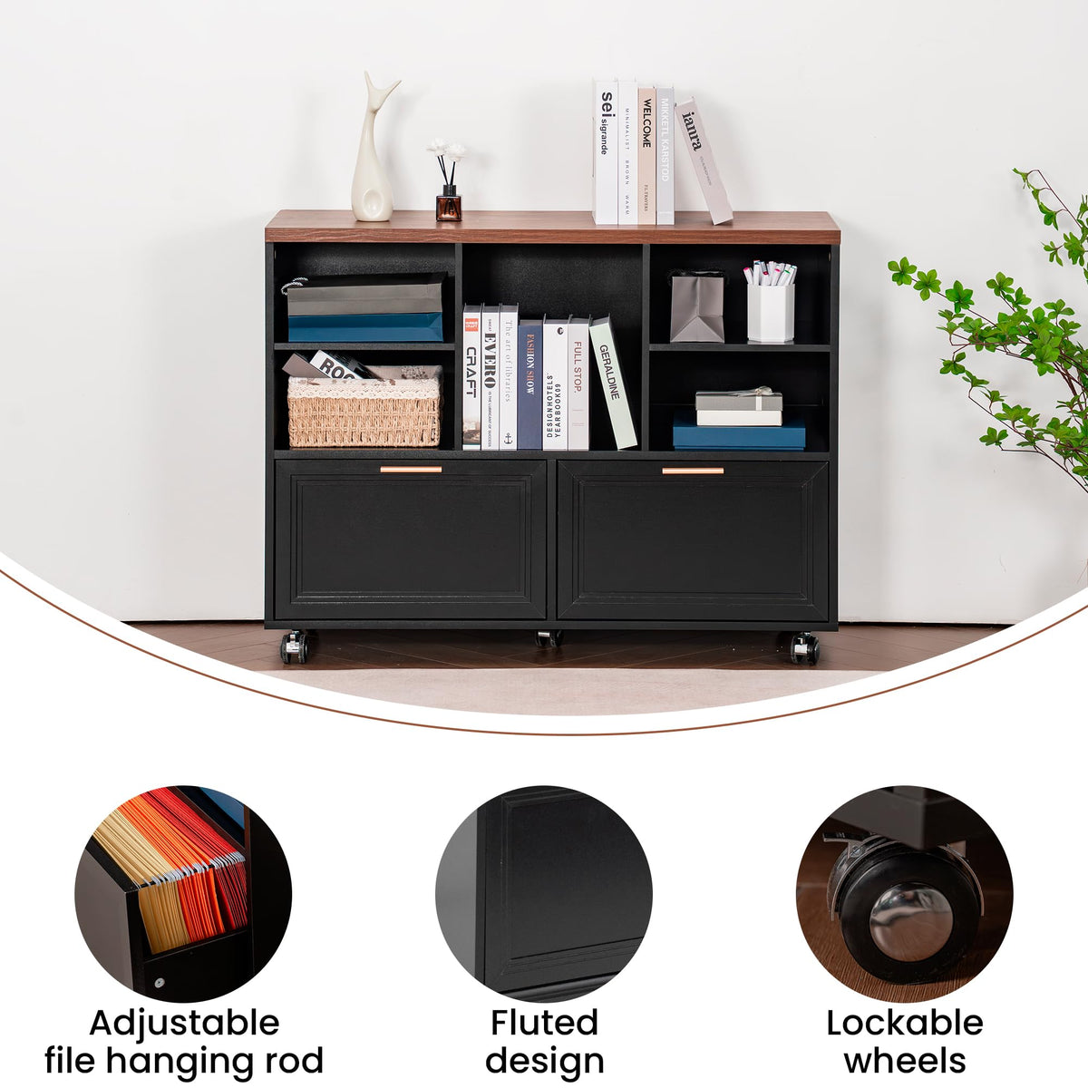 39.3" Lateral File Cabinet with Wheels, 2 Drawers V512487