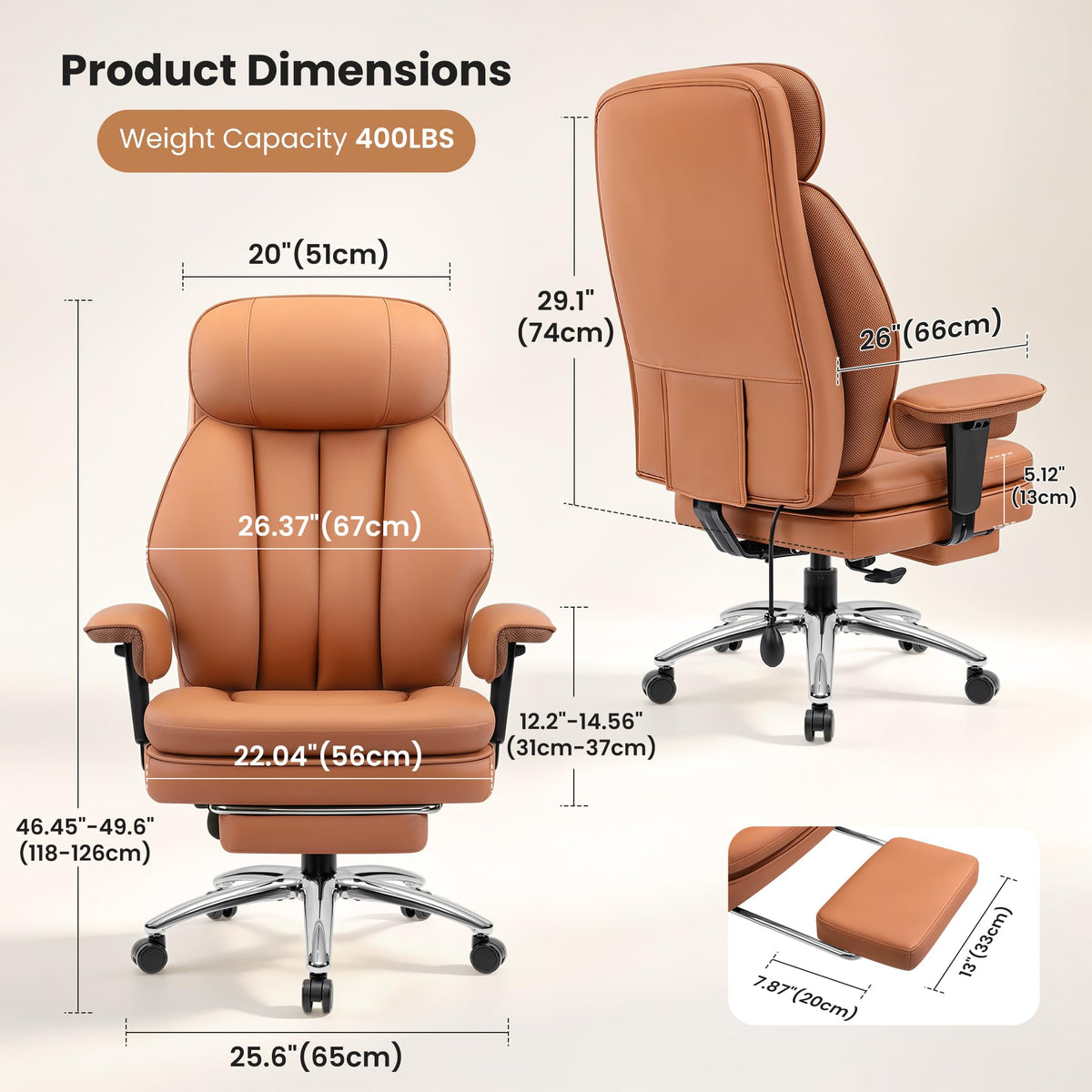Big and Tall Office Chair with Inflatable Lumbar Support L26778