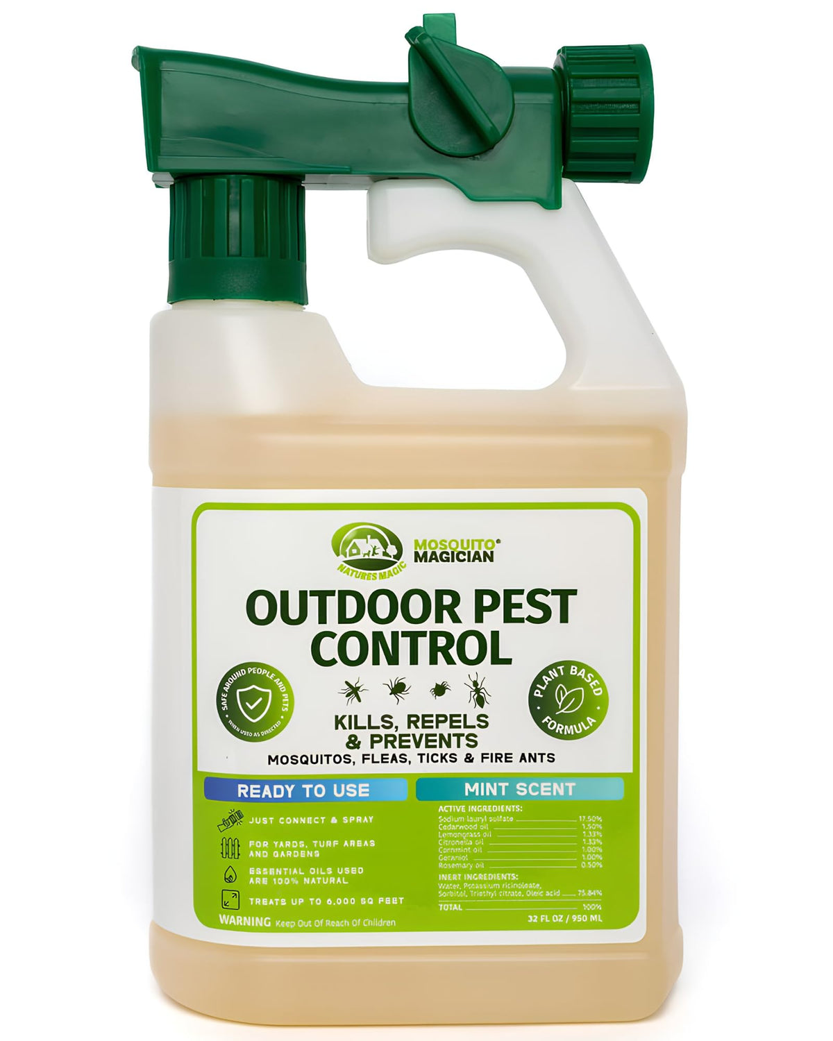 Outdoor Pest Spray with Hose End Sprayer 32 OZ Mint J615690