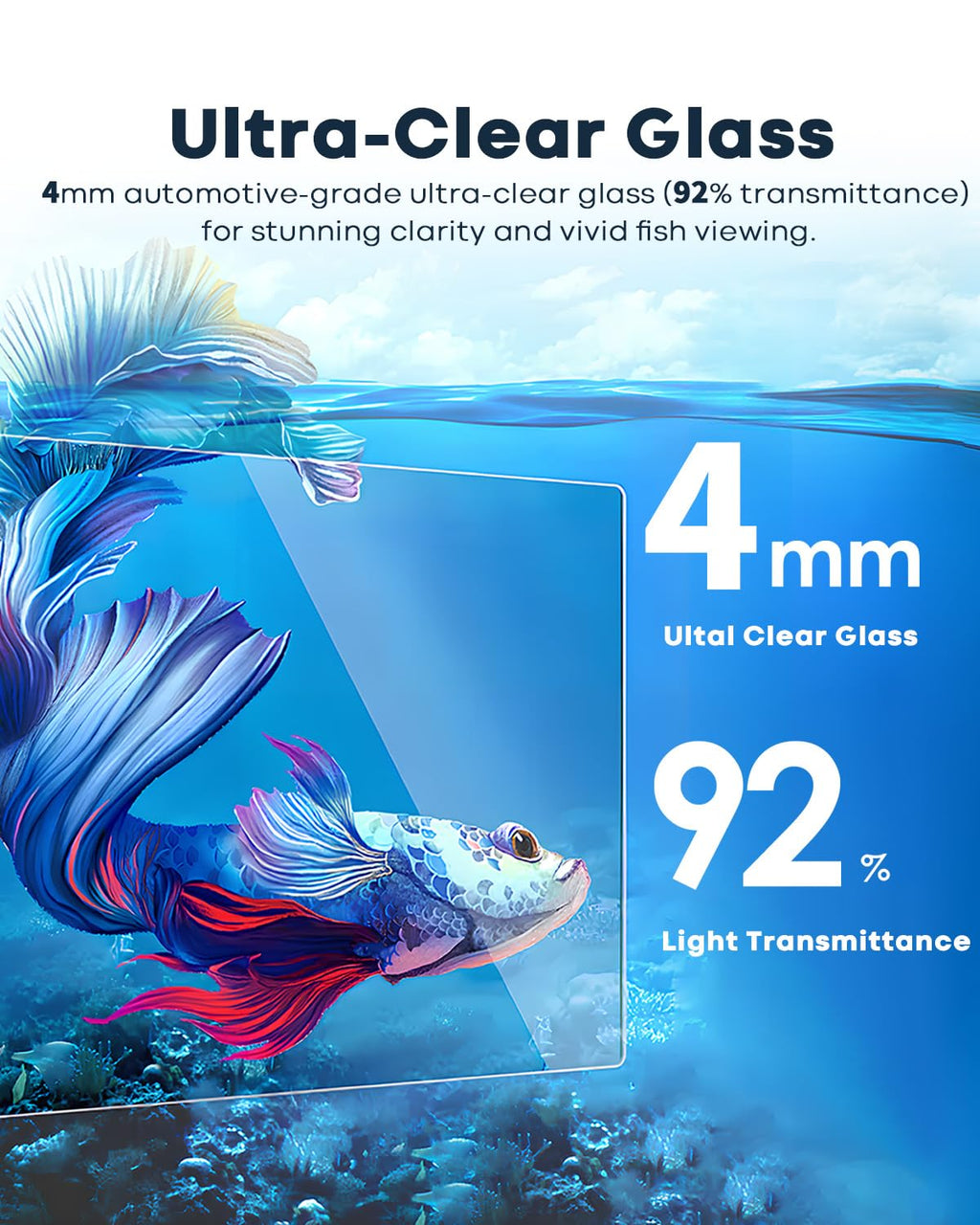 Glass 1.25 Gallon Aquarium Set with Filter LED Light H8695