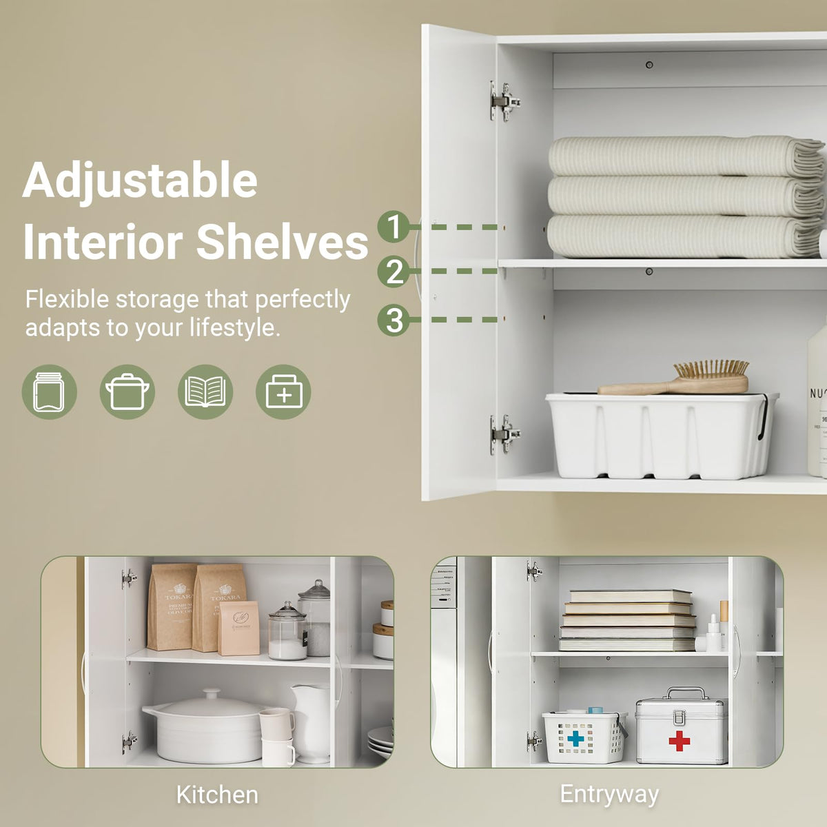 White 3-Door Bathroom Wall Cabinet R60162