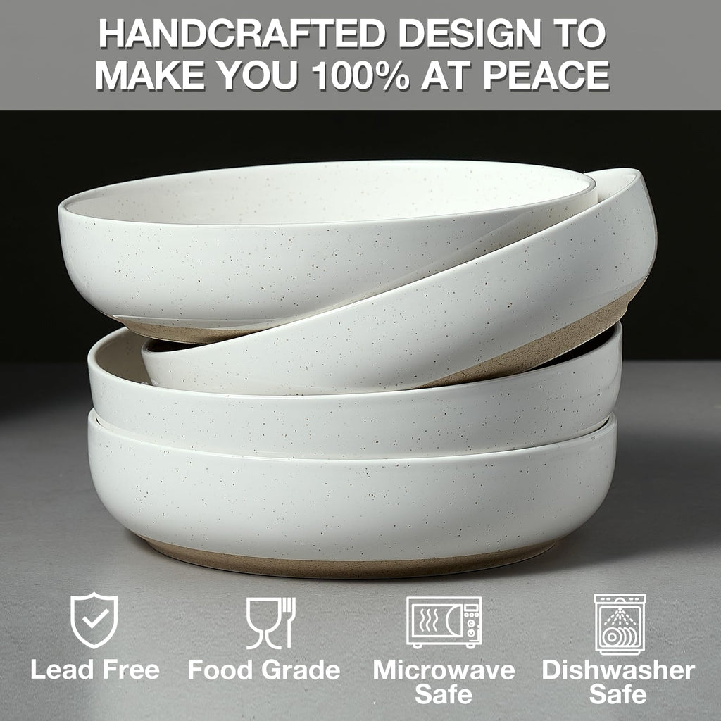 White Ceramic Pasta Bowls Set of 4 I940